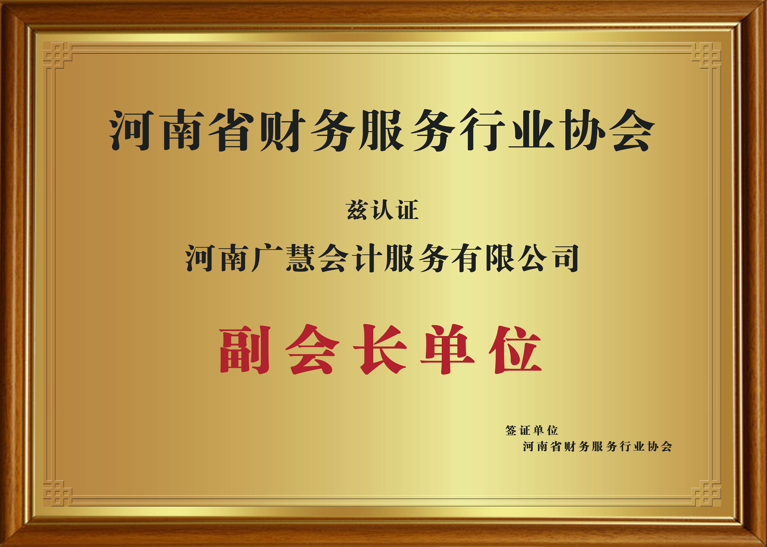 河南省財務服務協會副會長單位